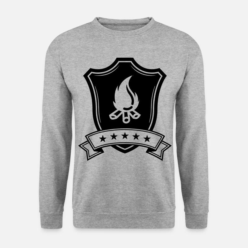 Lagerfeuer Wappen - Unisex Pullover - Weißgrau meliert