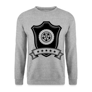 Tyre tuning crest - Unisex Sweatshirt - salt & pepper - Front - Alina (178cm) & Michal (187cm)