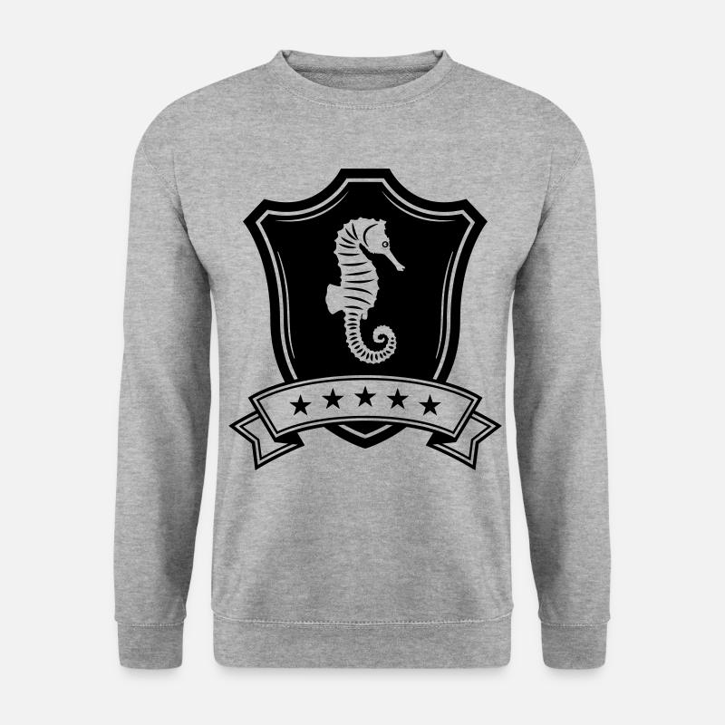 Seepferd Wappen - Unisex Pullover - Weißgrau meliert