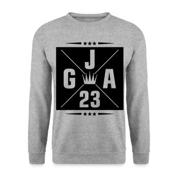 Jga 2023 Junggesellenabschied - Unisex Pullover - Weißgrau meliert - Vorne - Alina (178cm) & Michal (187cm)