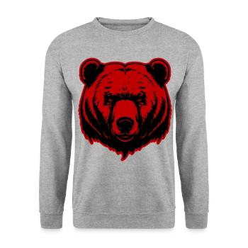 Bär Grizzly Kopf - Unisex Pullover - Weißgrau meliert - Vorne - Alina (178cm) & Michal (187cm)
