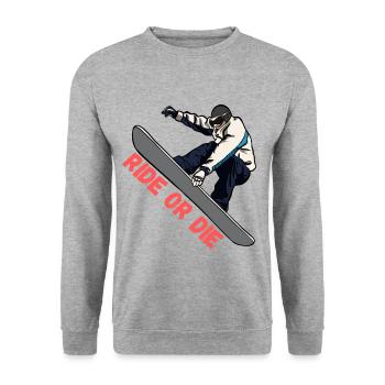Snowboard Ride or Die - Unisex Pullover - Weißgrau meliert - Vorne - Alina (178cm) & Michal (187cm)
