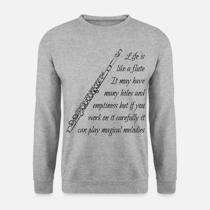Querflöte Flöte Flute Spruch Geschenk Funny Shirt - Unisex Pullover - Weißgrau meliert