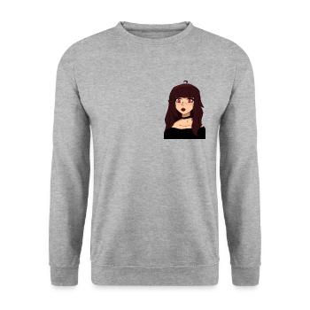 Anime Girl with Red Eyes - Unisex Sweatshirt - salt & pepper - Front - Alina (178cm) & Michal (187cm)