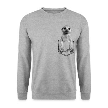 Bébé suricate en poche - Sweat-shirt Unisexe - gris chiné - Devant - Alina (178cm) & Michal (187cm)