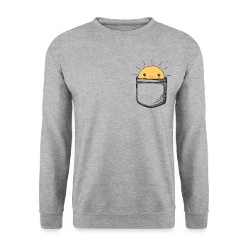 Sonne, Sommer, Sunshine in my pocket, Happy, Cool - Unisex Pullover - Weißgrau meliert - Vorne - Alina (178cm) & Michal (187cm)