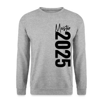 Meister 2025 - Unisex Pullover - Weißgrau meliert - Vorne - Alina (178cm) & Michal (187cm)