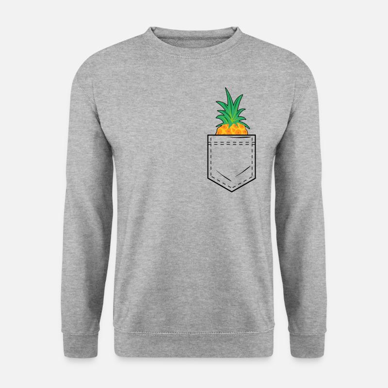 Brusttasche mit Ananaskopf - Unisex Pullover - Weißgrau meliert