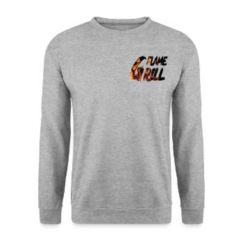 Flame Grill Fire Lettering BBQ Design - Unisex Sweatshirt - salt & pepper - Front - Alina (178cm) & Michal (187cm)