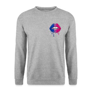 Bisexual Mund Flagge Bisexuelles Pride Geschenk - Unisex Pullover - Weißgrau meliert - Vorne - Alina (178cm) & Michal (187cm)