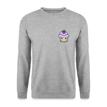 Süßer Cupcake kawaii - Unisex Pullover - Weißgrau meliert - Vorne - Alina (178cm) & Michal (187cm)