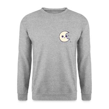 Mond mit Sternen - Unisex Pullover - Weißgrau meliert - Vorne - Alina (178cm) & Michal (187cm)