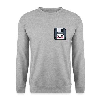 Floppy disk! Nostalgic technology! - Unisex Sweatshirt - salt & pepper - Front - Alina (178cm) & Michal (187cm)