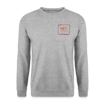 HEY YOU BOTSCHAFT - Unisex Pullover - Weißgrau meliert - Vorne - Alina (178cm) & Michal (187cm)