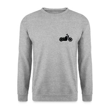 DLZG - Die Linke zum Gruss Motorrad - Unisex Pullover - Weißgrau meliert - Vorne - Alina (178cm) & Michal (187cm)