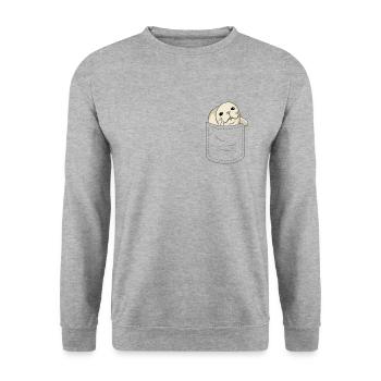 Cute seal breast pocket - Unisex Sweatshirt - salt & pepper - Front - Alina (178cm) & Michal (187cm)
