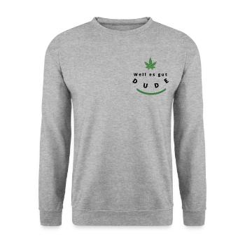 Der Dude weiß was gut dude:)) - Unisex Pullover - Weißgrau meliert - Vorne - Alina (178cm) & Michal (187cm)