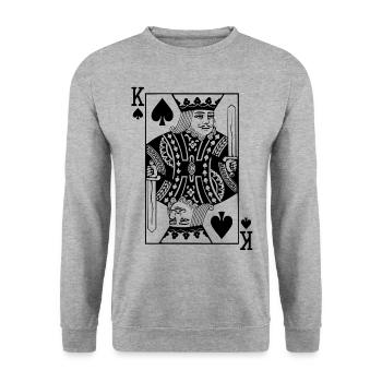 Spades King Card Game - Unisex Sweatshirt - salt & pepper - Front - Alina (178cm) & Michal (187cm)
