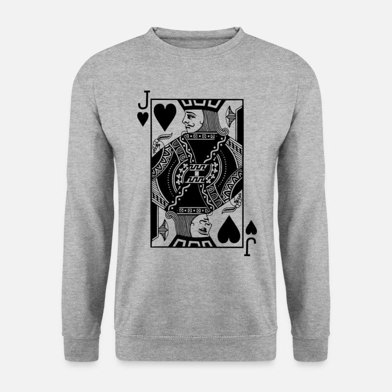 Herz Bube Kartenspiel - Unisex Pullover - Weißgrau meliert