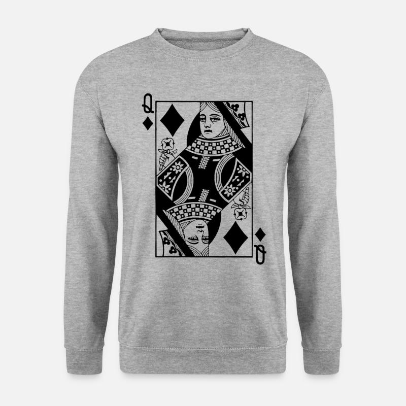 Karo Königin Kartenspiel - Unisex Pullover - Weißgrau meliert