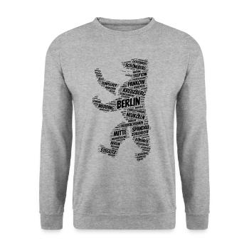 Berlin Wappen - Unisex Pullover - Weißgrau meliert - Vorne - Alina (178cm) & Michal (187cm)
