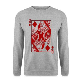 Check Queen card game - Unisex Sweatshirt - salt & pepper - Front - Alina (178cm) & Michal (187cm)
