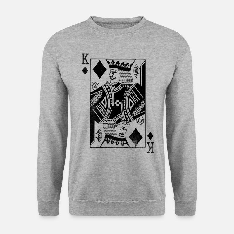Karo König Spielkarte - Unisex Pullover - Weißgrau meliert