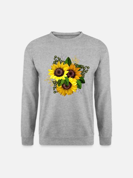 Gul solsikkegrafikk - Genser unisex - gråhvit melert