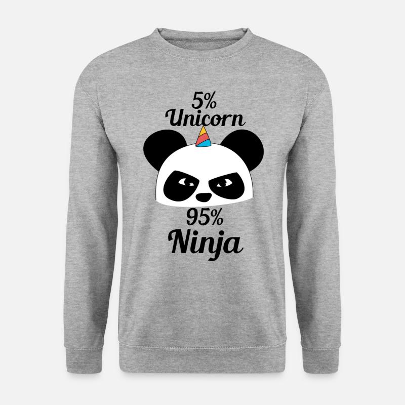 Einhorn Panda Ninja Kung Fu Panda - Unisex Pullover - Weißgrau meliert