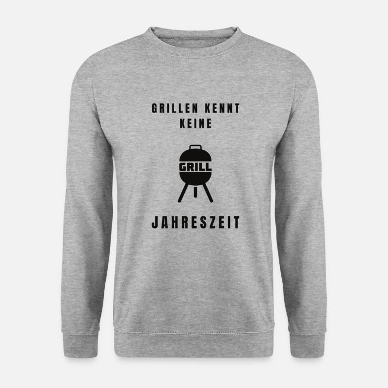 Grillen Jahreszeit Grill Vater Geschenkidee Dad - Unisex Pullover - Weißgrau meliert