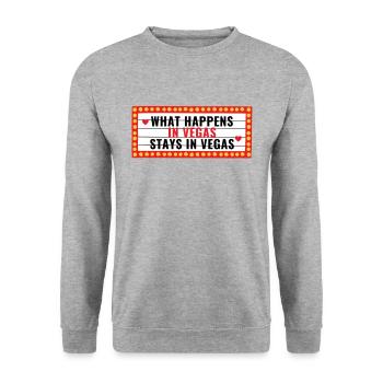 What Happens In Vegas Stays In Vegas - Unisex Pullover - Weißgrau meliert - Vorne - Alina (178cm) & Michal (187cm)