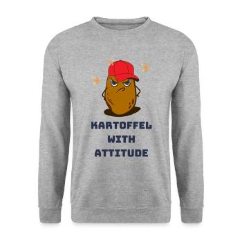 Potato With Attitude Mad Potato Chapeau rouge - Sweat-shirt Unisexe - gris chiné - Devant - Alina (178cm) & Michal (187cm)