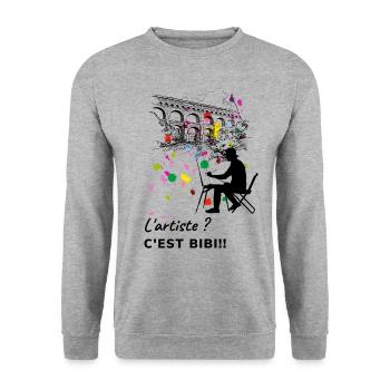 Je peux pas je suis artiste - Sweat-shirt Unisexe - gris chiné - Devant - Alina (178cm) & Michal (187cm)