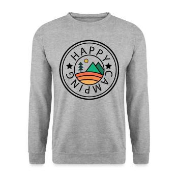 camping heureux - Sweat-shirt Unisexe - gris chiné - Devant - Alina (178cm) & Michal (187cm)