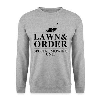 Rasen Und Ordnung Grafik - Unisex Pullover - Weißgrau meliert - Vorne - Alina (178cm) & Michal (187cm)