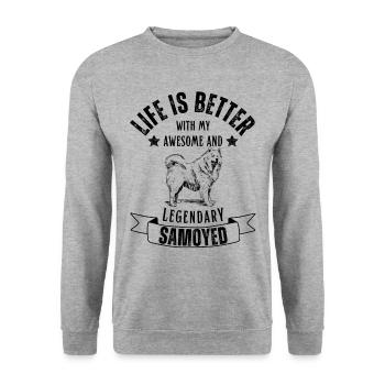 Life is better with Samoyed Dog Retro Vintage - Unisex Sweatshirt - salt & pepper - Front - Alina (178cm) & Michal (187cm)