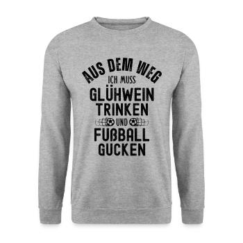 Fußball Fussball lustiger Spruch Deutschland - Unisex Pullover - Weißgrau meliert - Vorne - Alina (178cm) & Michal (187cm)
