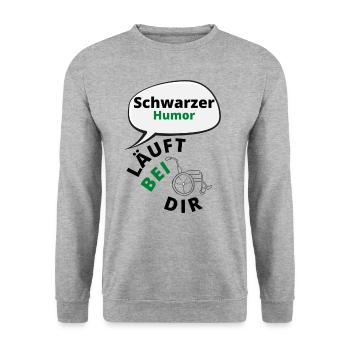 Rollstuhlfahrer witziges T-Shirt - Unisex Pullover - Weißgrau meliert - Vorne - Alina (178cm) & Michal (187cm)