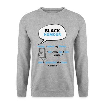Black Humour Jokes T-Shirt - Unisex Pullover - Weißgrau meliert - Vorne - Alina (178cm) & Michal (187cm)