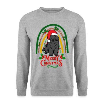 Chien de Noël de Terre-Neuve - Sweat-shirt Unisexe - gris chiné - Devant - Alina (178cm) & Michal (187cm)