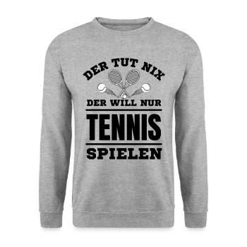 Tennis Tennisspieler Tennis spielen - Unisex Pullover - Weißgrau meliert - Vorne - Alina (178cm) & Michal (187cm)