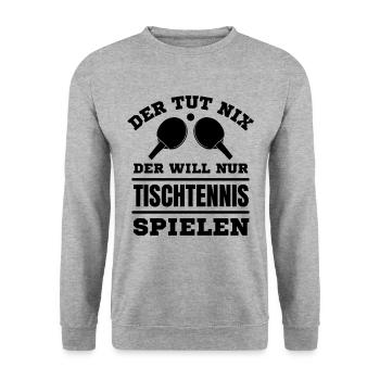 Tischtennis lustiger Spruch - Unisex Pullover - Weißgrau meliert - Vorne - Alina (178cm) & Michal (187cm)