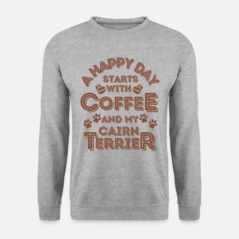 Cairn Terrier Kaffee Hund Cafe - Unisex Pullover - Weißgrau meliert