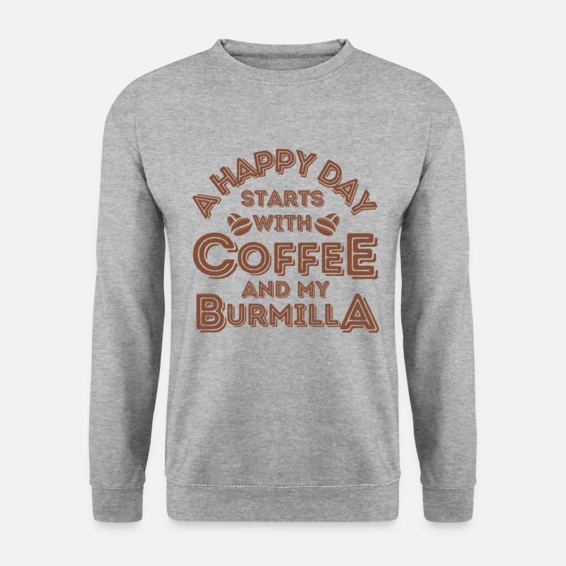 Burmilla Katze Kaffee Cafe - Unisex Pullover - Weißgrau meliert