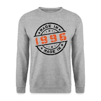 Année de naissance Anniversaire Né en - Fabriqué en 1996 - Sweat-shirt Unisexe - gris chiné - Devant - Alina (178cm) & Michal (187cm)