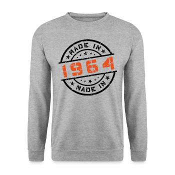 Year of birth Birthday Born In - Made in 1964 - Unisex Sweatshirt - salt & pepper - Front - Alina (178cm) & Michal (187cm)