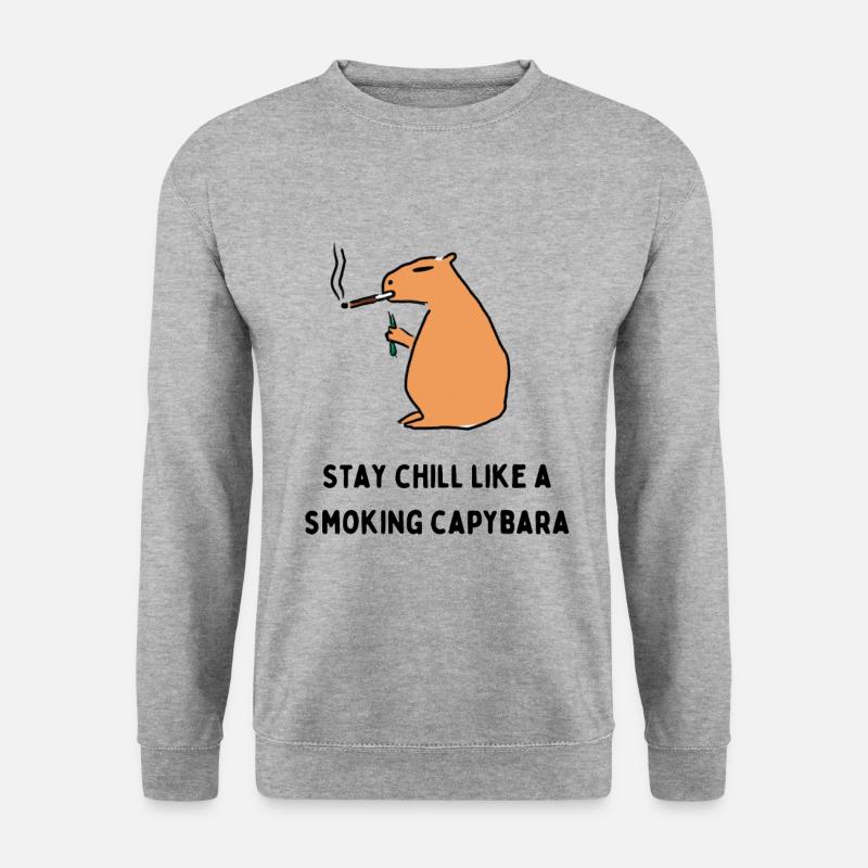Smoking capybara - Unisex Pullover - Weißgrau meliert