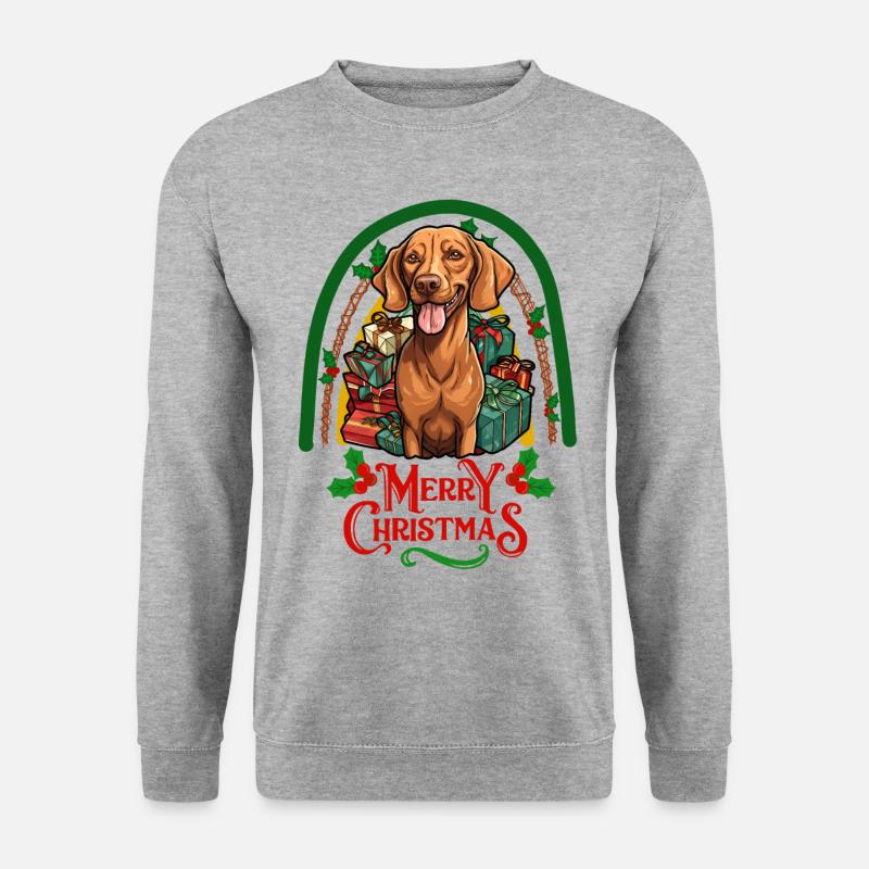 Vizsla Frohe Weihnachten - Unisex Pullover - Weißgrau meliert