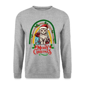 Noël américain de chat à poil court - Sweat-shirt Unisexe - gris chiné - Devant - Alina (178cm) & Michal (187cm)