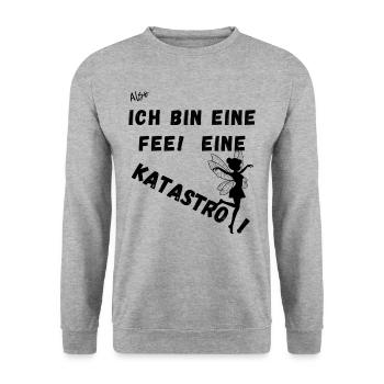 Also Ich bin eine Fee. Eine Katastrofee. - Unisex Pullover - Weißgrau meliert - Vorne - Alina (178cm) & Michal (187cm)